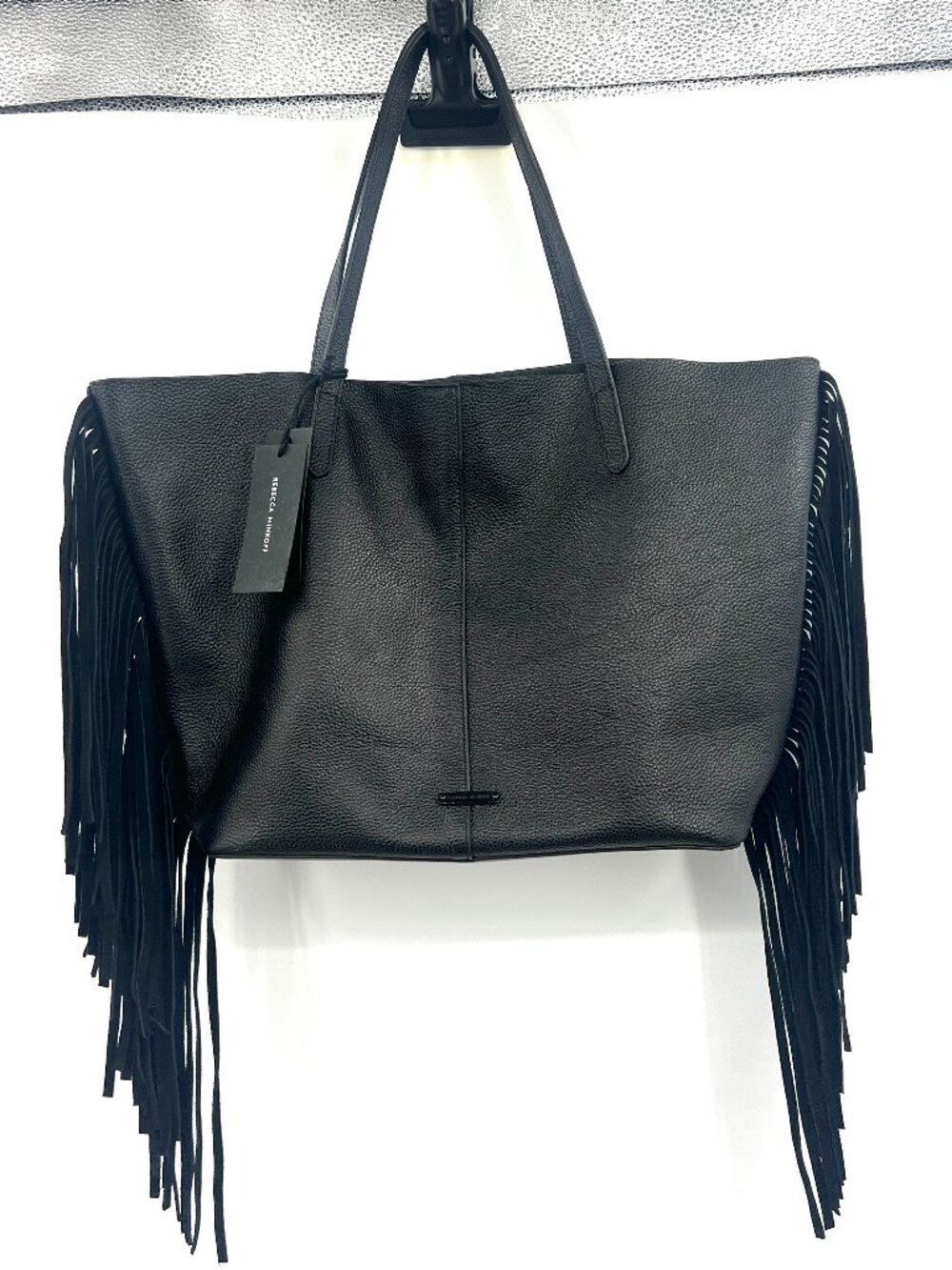 NWT Rebecca Minkoff Black Pebbled Leather Fringe Tote $398